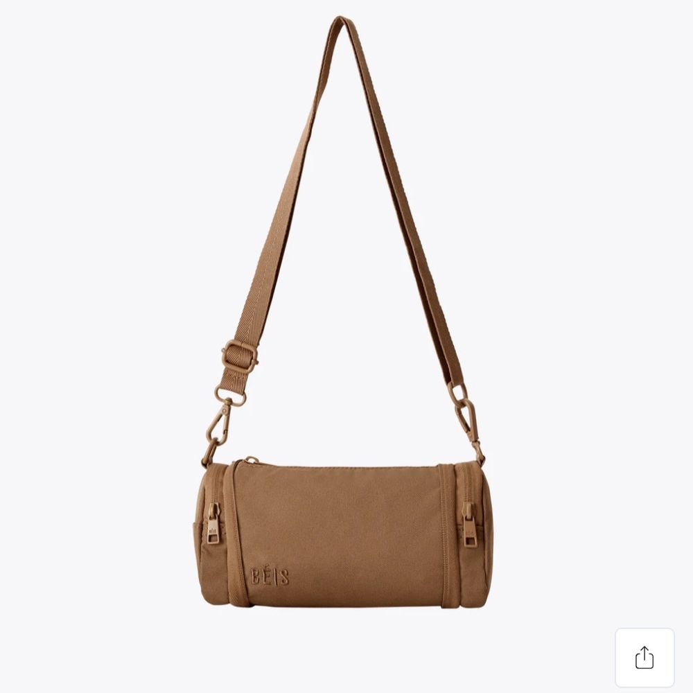 BEIS Tan Crossbody Bag with Adjustable Strap and Minimalist Design